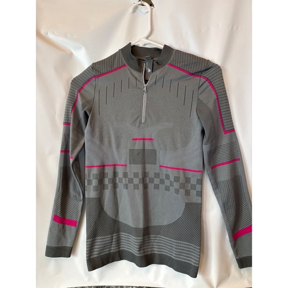 Adidas Stella McCartney 1/4 Zip Top Womens XS Gray Seamless Training Long Sleeve - Picture 1 of 8